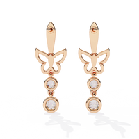 Papillon Sparkle Bezel Butterfly Lab Grown Diamond Drop Earrings - Ophiratbf