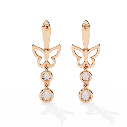 Papillon Sparkle Bezel Butterfly Lab Grown Diamond Drop Earrings
