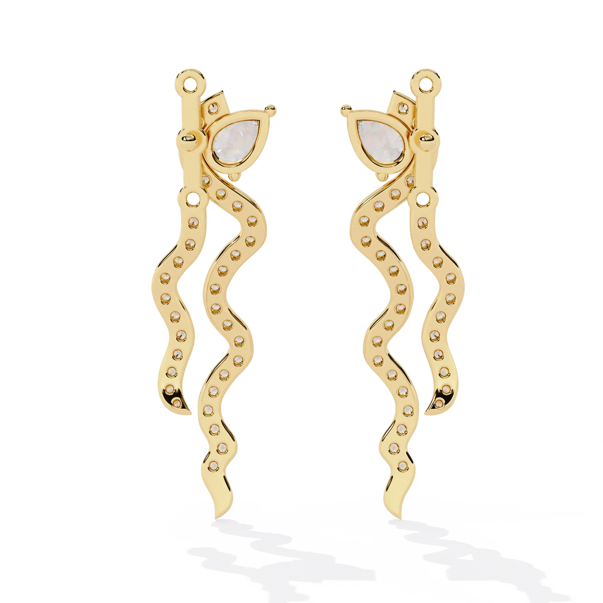 Venya Serpentine Pear Lab Grown Diamond Drop Earrings - Ophiratbf