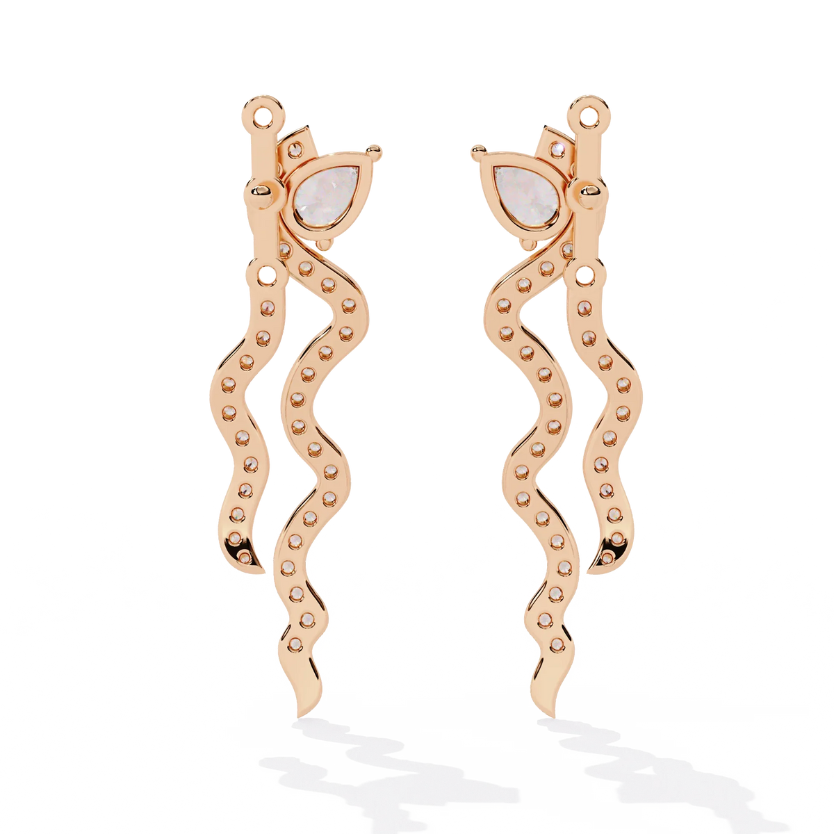 Venya Serpentine Pear Lab Grown Diamond Drop Earrings - Ophiratbf