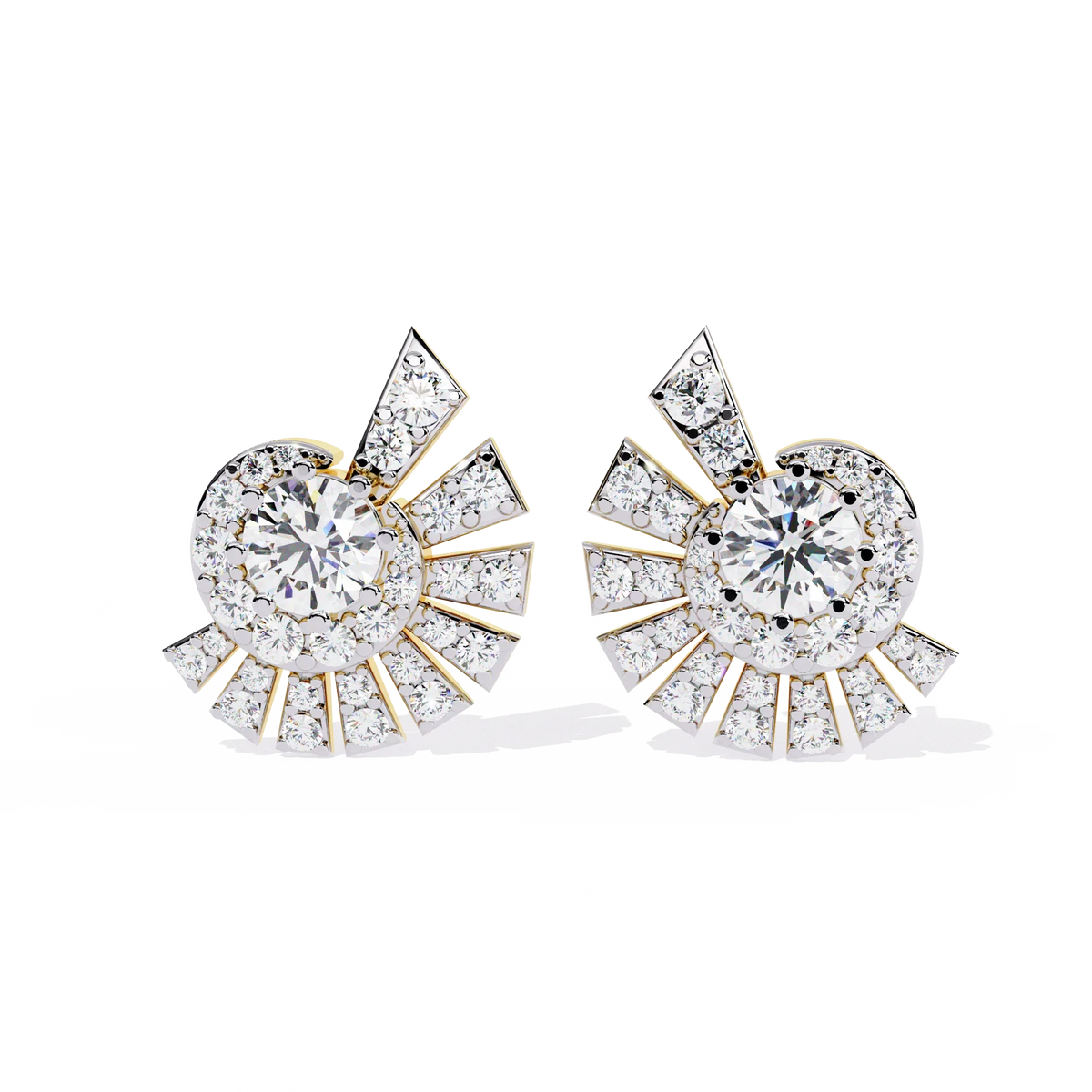 Radiant Art Deco Sunburst Lab Grown Diamond Studs - Ophiratbf