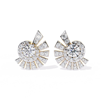 Radiant Art Deco Sunburst Lab Grown Diamond Studs - Ophiratbf