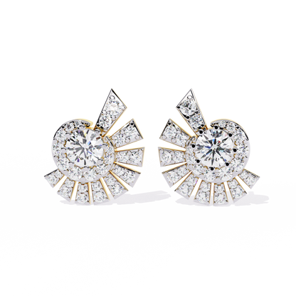 Radiant Art Deco Sunburst Lab Grown Diamond Studs