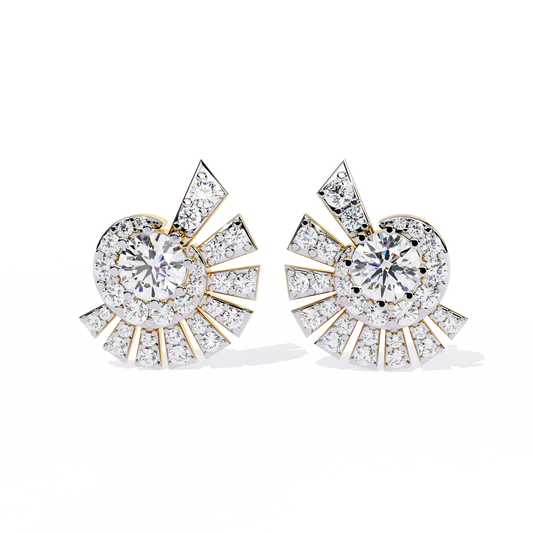 Radiant Art Deco Sunburst Lab Grown Diamond Studs
