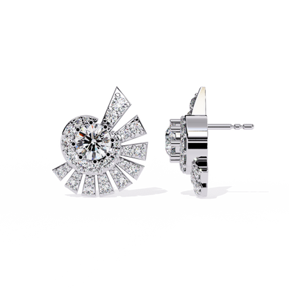 Radiant Art Deco Sunburst Lab Grown Diamond Studs