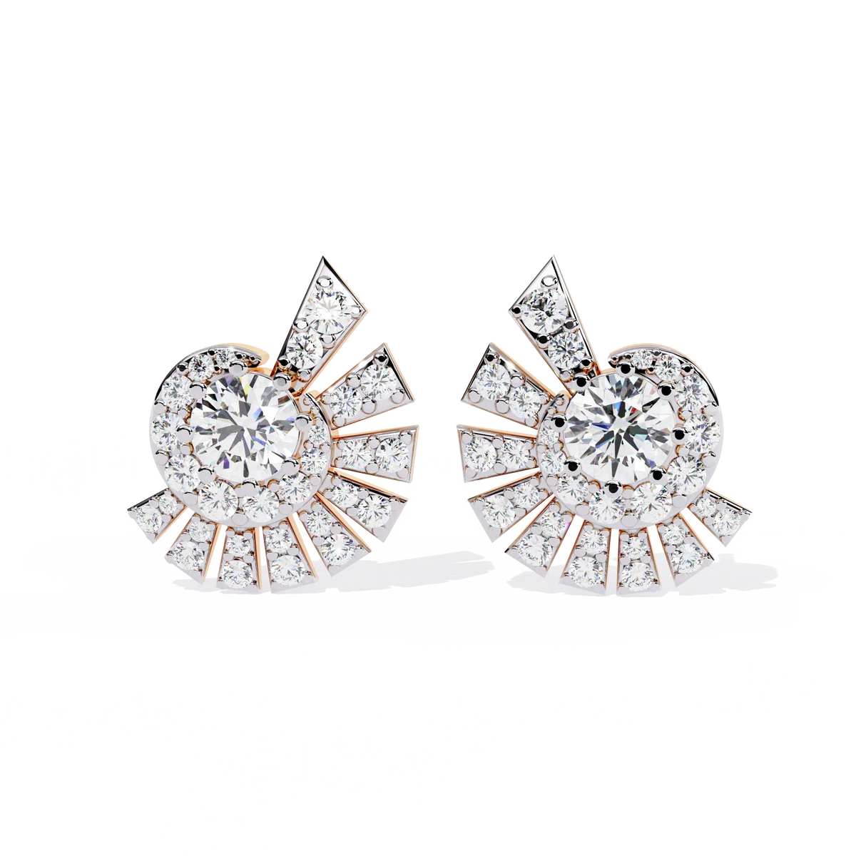 Radiant Art Deco Sunburst Lab Grown Diamond Studs - Ophiratbf