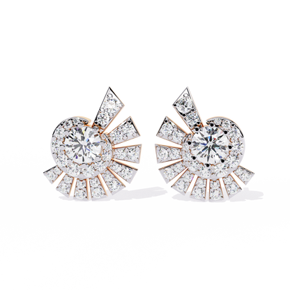 Radiant Art Deco Sunburst Lab Grown Diamond Studs