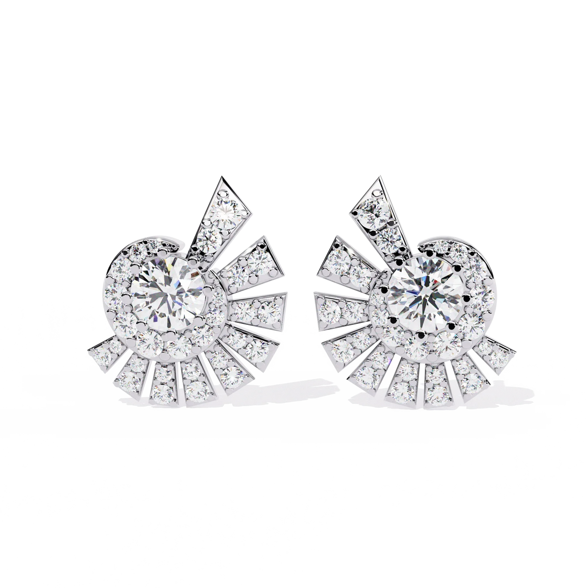 Radiant Art Deco Sunburst Lab Grown Diamond Studs - Ophiratbf