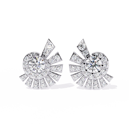 Radiant Art Deco Sunburst Lab Grown Diamond Studs