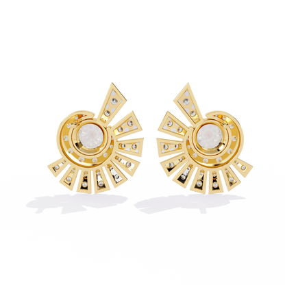 Radiant Art Deco Sunburst Lab Grown Diamond Studs