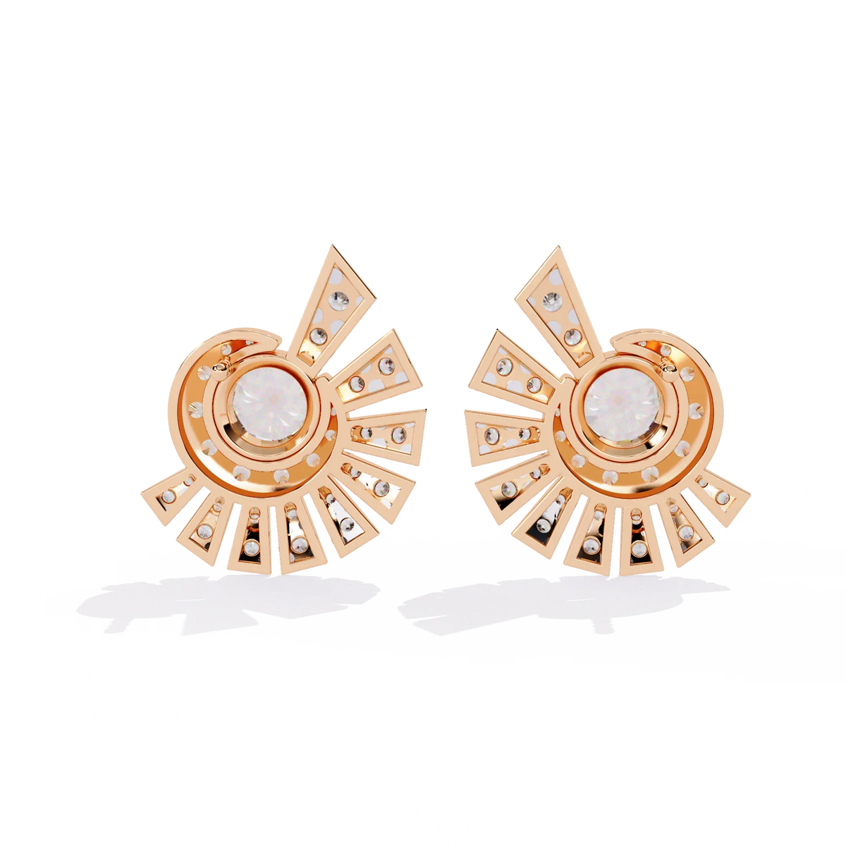 Radiant Art Deco Sunburst Lab Grown Diamond Studs - Ophiratbf