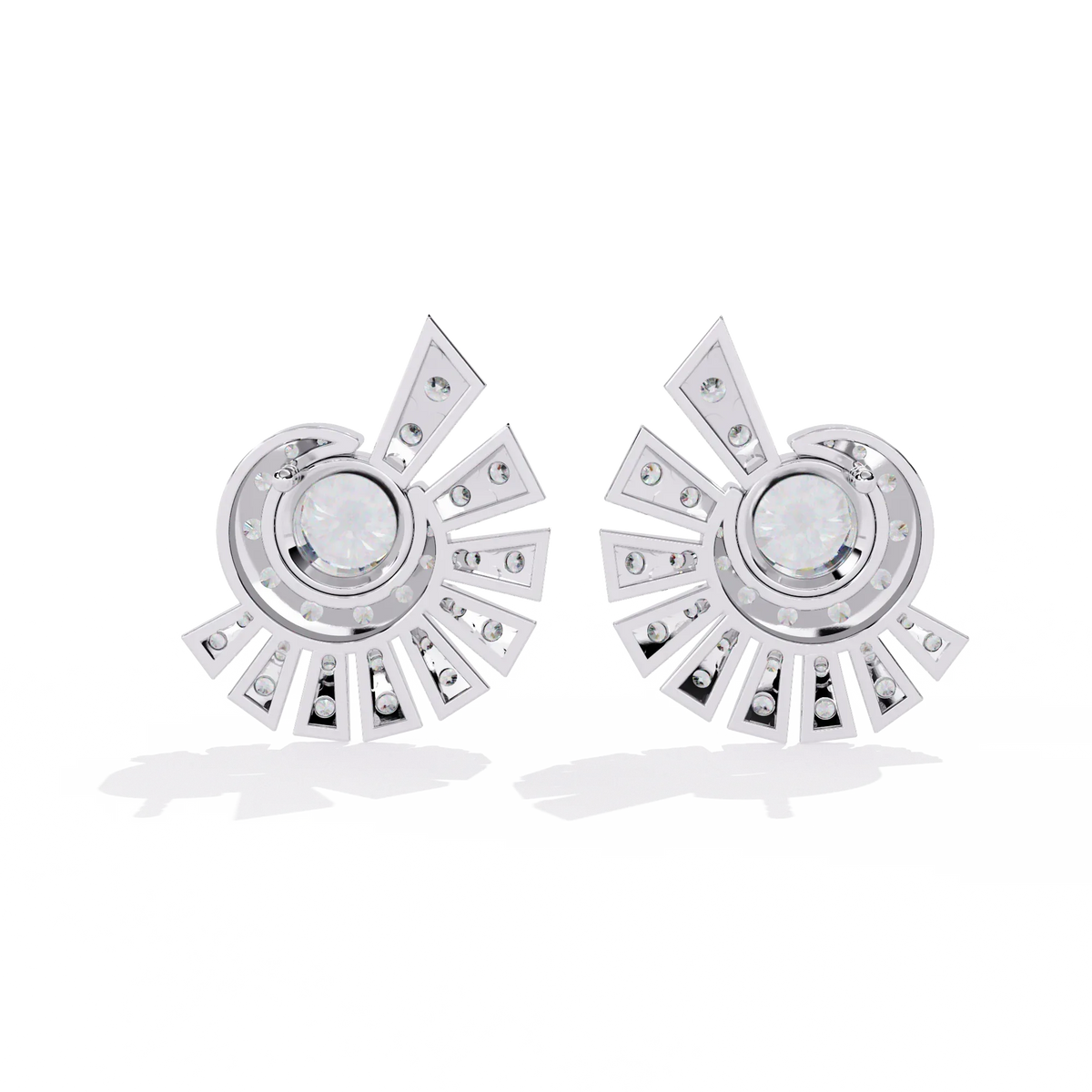 Radiant Art Deco Sunburst Lab Grown Diamond Studs - Ophiratbf