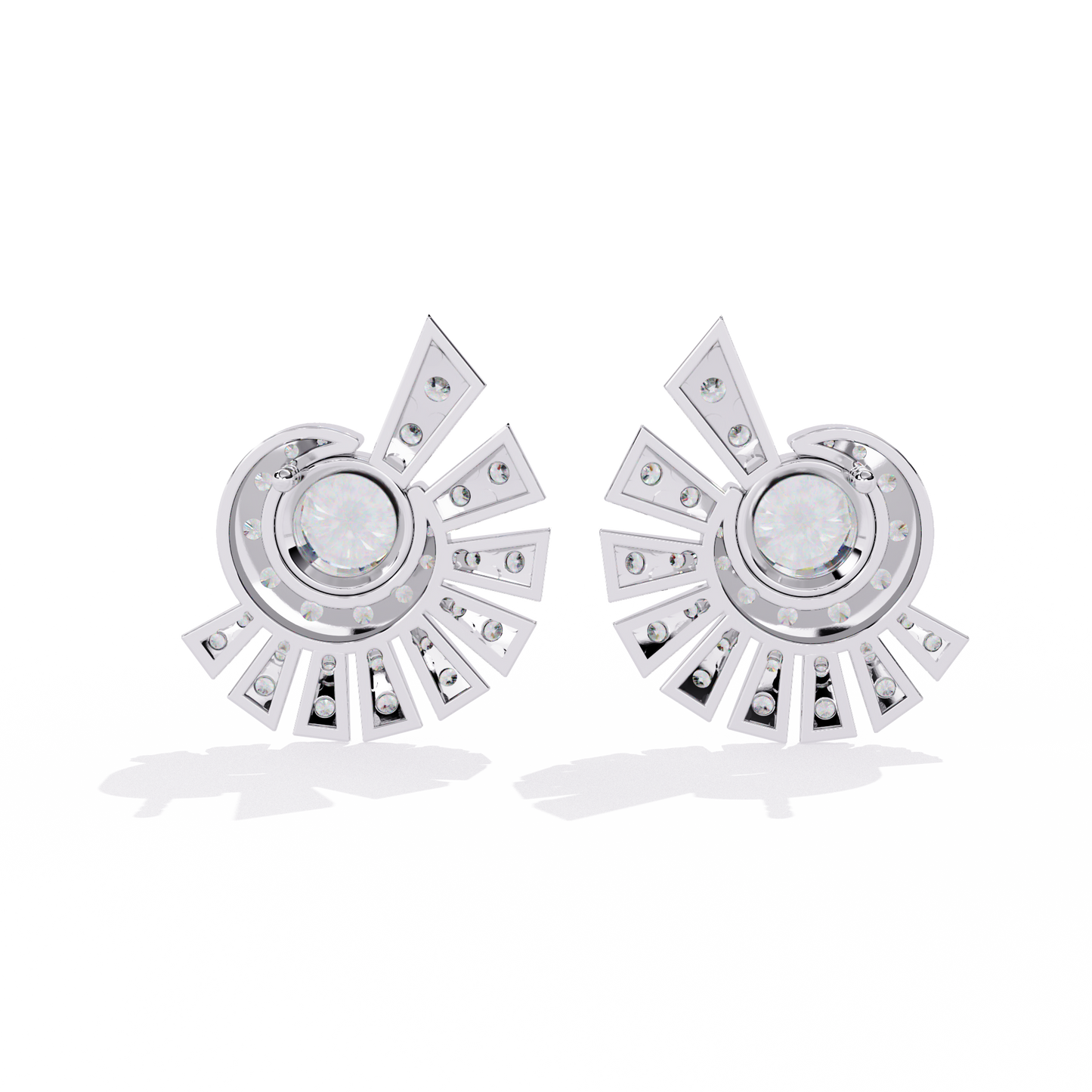 radiant art deco sunburst lab grown diamond studs