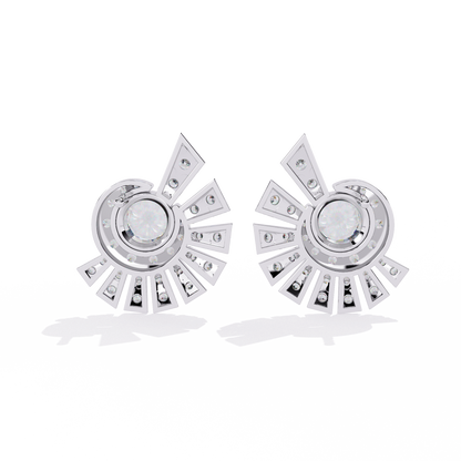 Radiant Art Deco Sunburst Lab Grown Diamond Studs