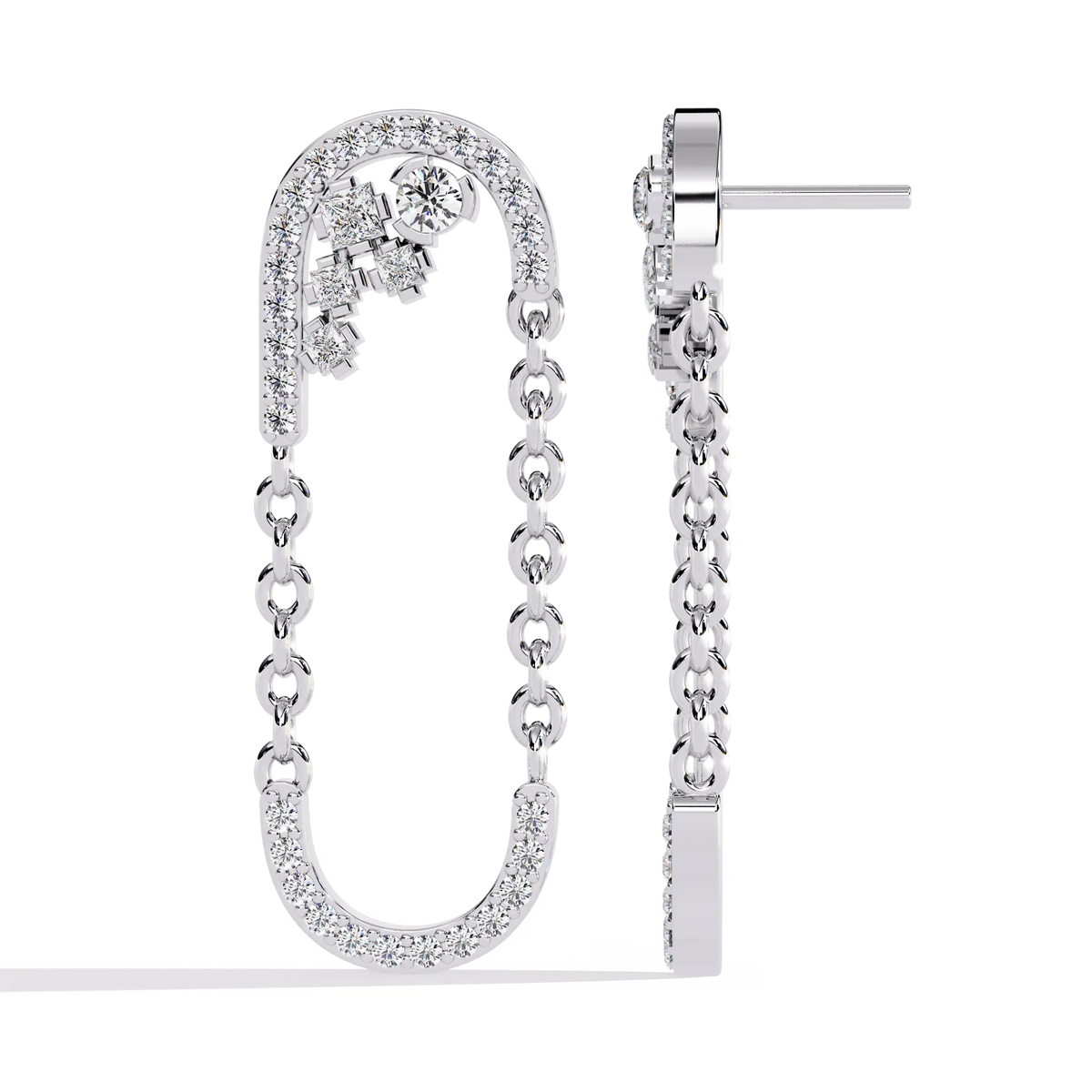 Cascade U-Link Lab Grown Diamond Chain Drop Earrings - Ophiratbf