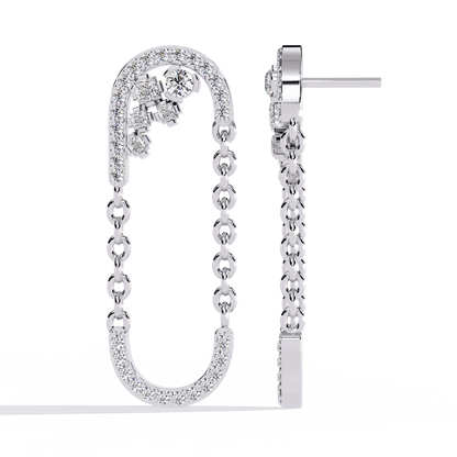 Cascade U-Link Lab Grown Diamond Chain Drop Earrings