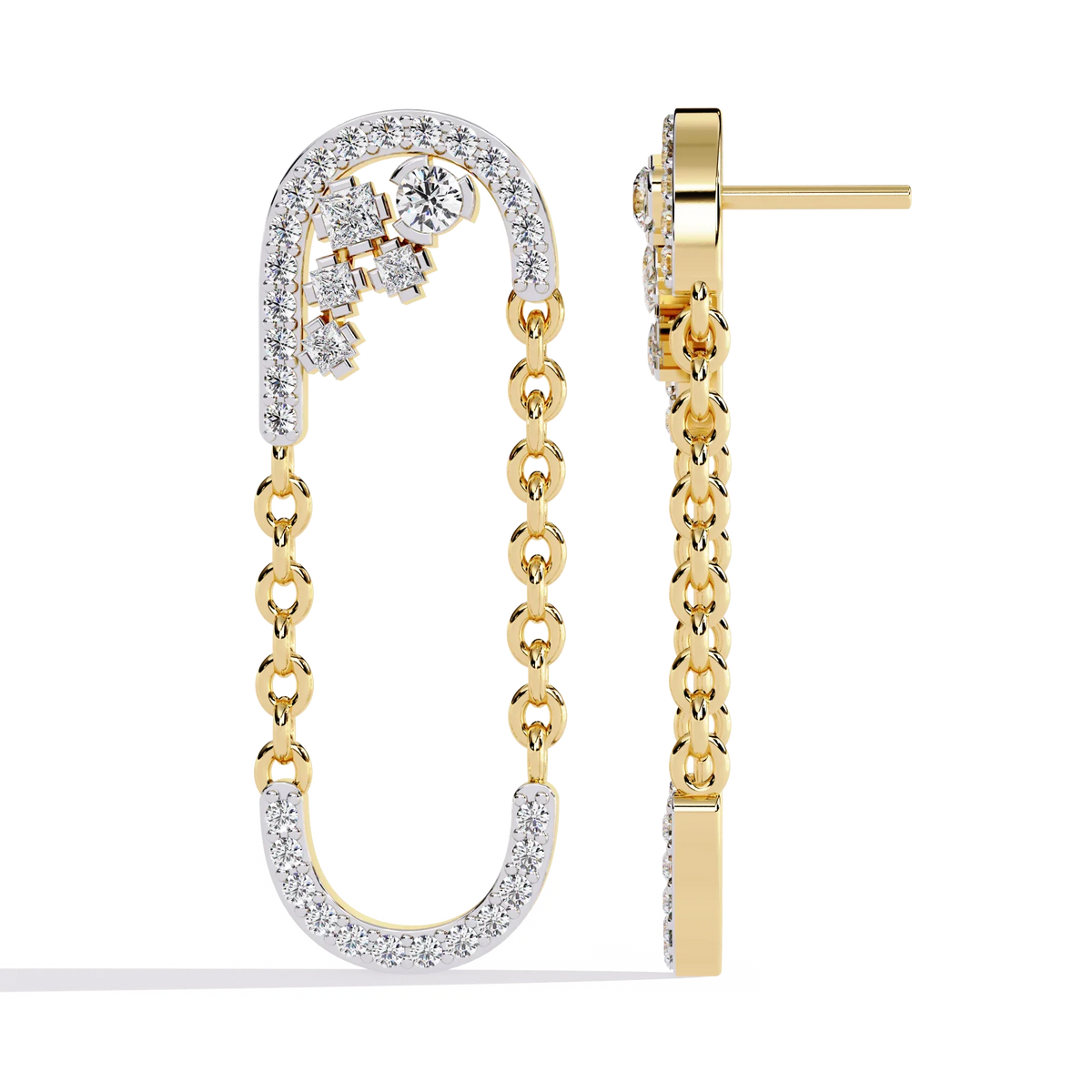 Cascade U-Link Lab Grown Diamond Chain Drop Earrings - Ophiratbf