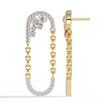 Cascade U-Link Lab Grown Diamond Chain Drop Earrings