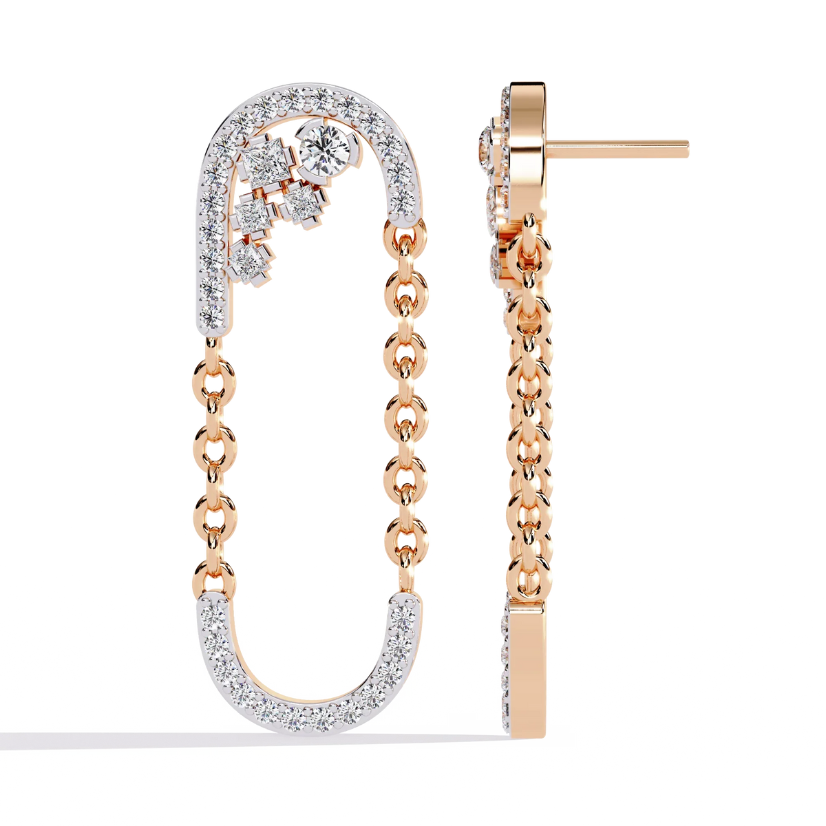 Cascade U-Link Lab Grown Diamond Chain Drop Earrings - Ophiratbf