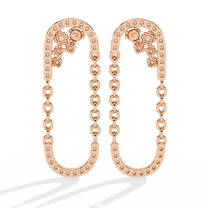 Cascade U-Link Lab Grown Diamond Chain Drop Earrings