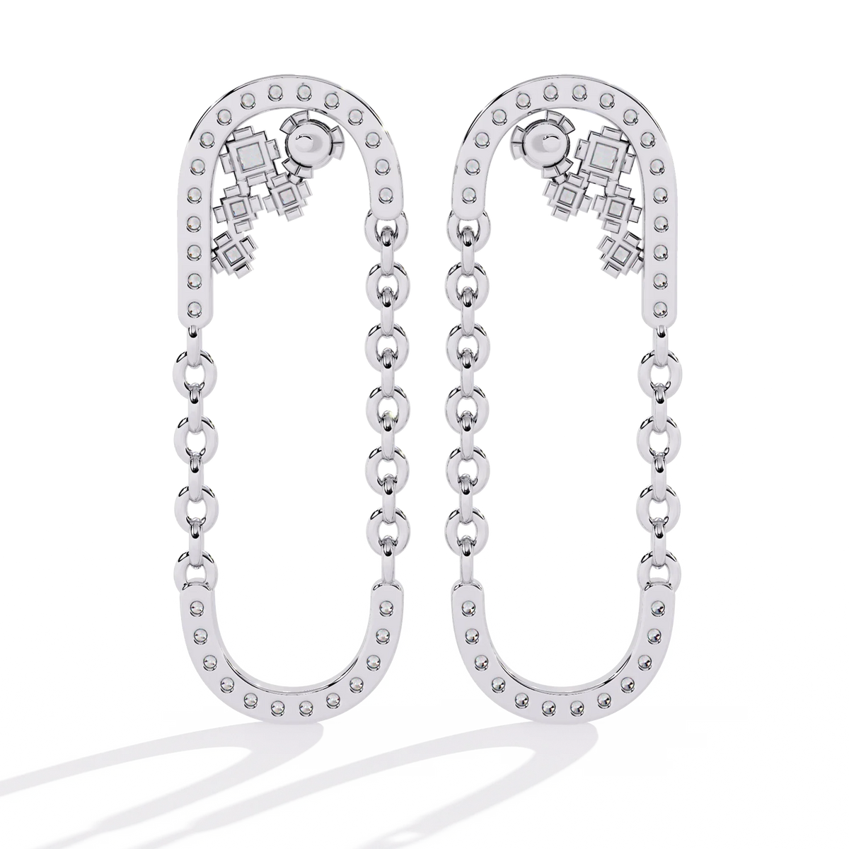 Cascade U-Link Lab Grown Diamond Chain Drop Earrings - Ophiratbf