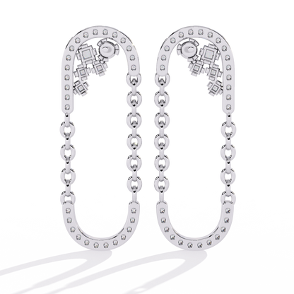 Cascade U-Link Lab Grown Diamond Chain Drop Earrings