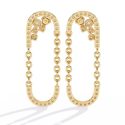 Cascade U-Link Lab Grown Diamond Chain Drop Earrings