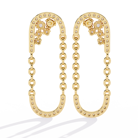 Cascade U-Link Lab Grown Diamond Chain Drop Earrings