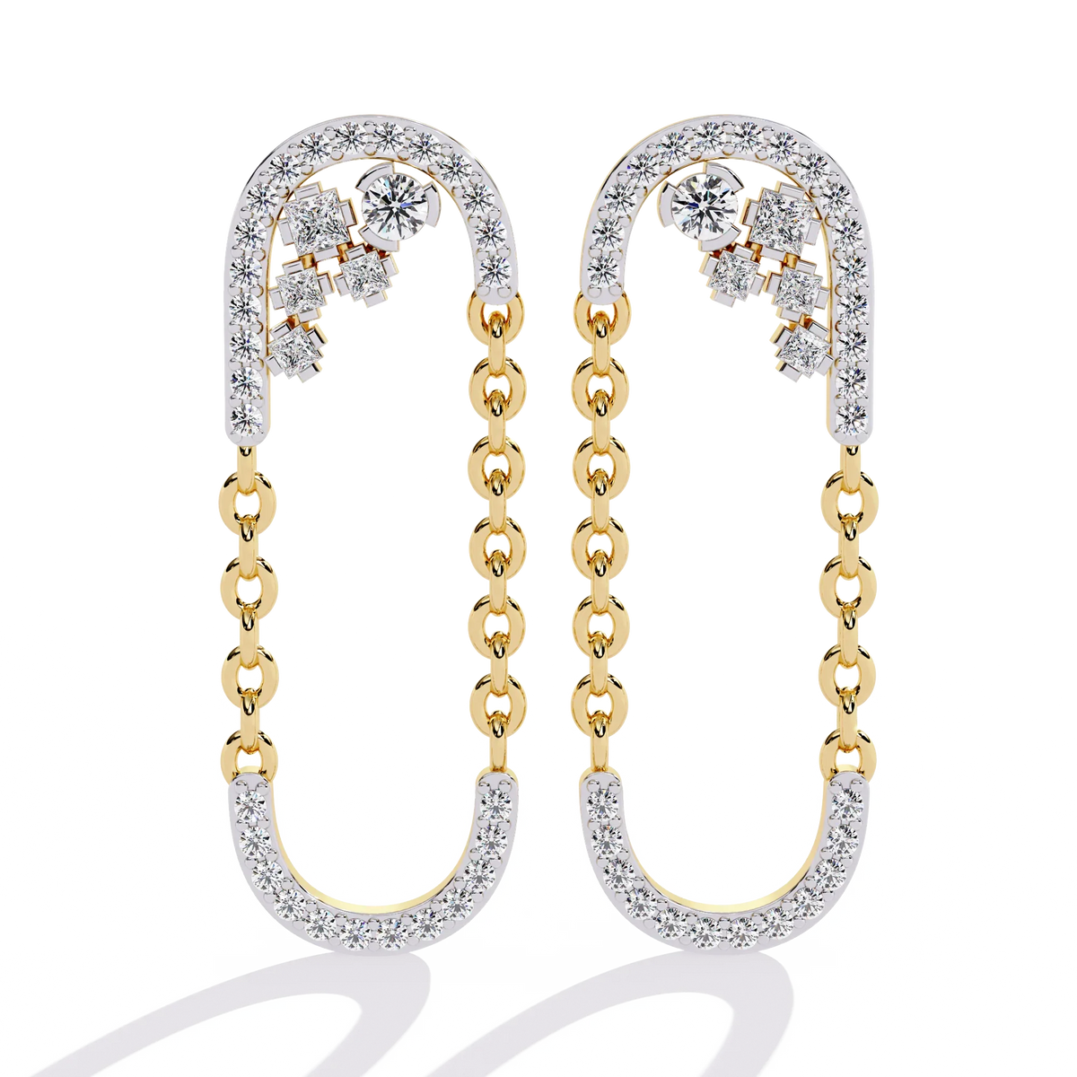 Cascade U-Link Lab Grown Diamond Chain Drop Earrings - Ophiratbf
