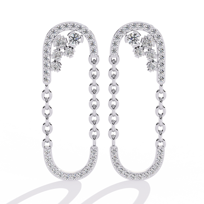 Cascade U-Link Lab Grown Diamond Chain Drop Earrings
