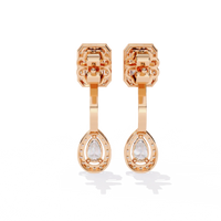 Grand Era Emerald & Pear Double Halo Lab Grown Diamond Drop Earrings - Ophiratbf