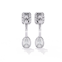 Grand Era Emerald & Pear Double Halo Lab Grown Diamond Drop Earrings - Ophiratbf