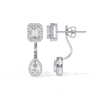 Grand Era Emerald & Pear Double Halo Lab Grown Diamond Drop Earrings - Ophiratbf