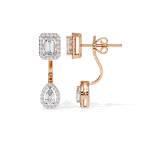 Grand Era Emerald & Pear Double Halo Lab Grown Diamond Drop Earrings - Ophiratbf