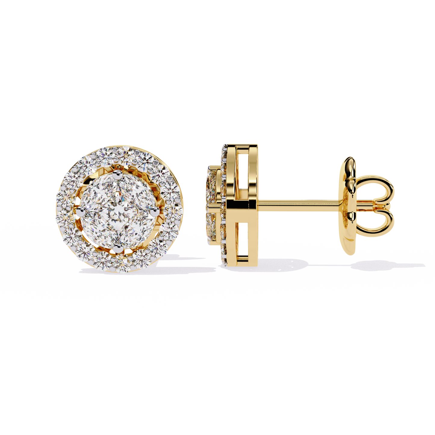 eclipse double halo cluster lab grown diamond studs