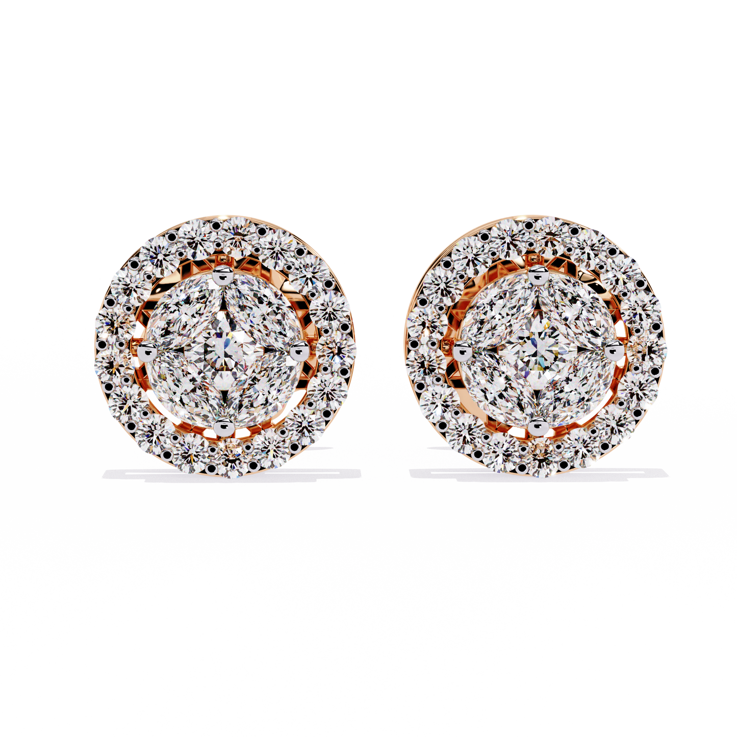 eclipse double halo cluster lab grown diamond studs