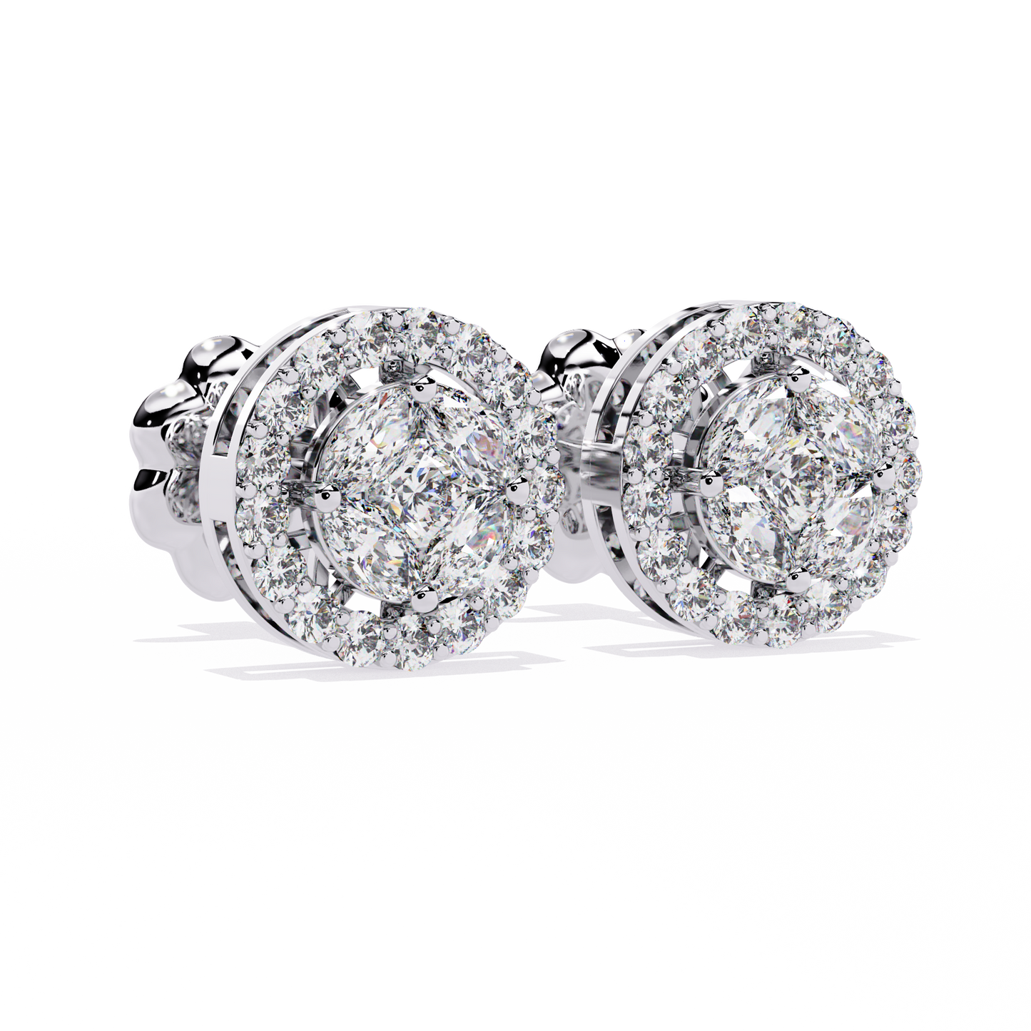 eclipse double halo cluster lab grown diamond studs