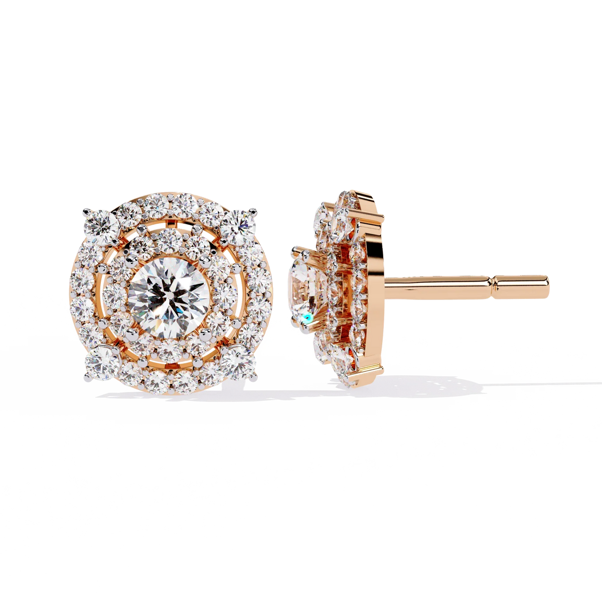 Blossom Double Halo Floral Lab Grown Diamond Studs - Ophiratbf