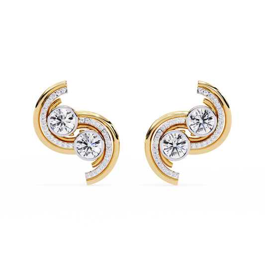 Duet Swirl Double Bezel Lab Grown Diamond Studs