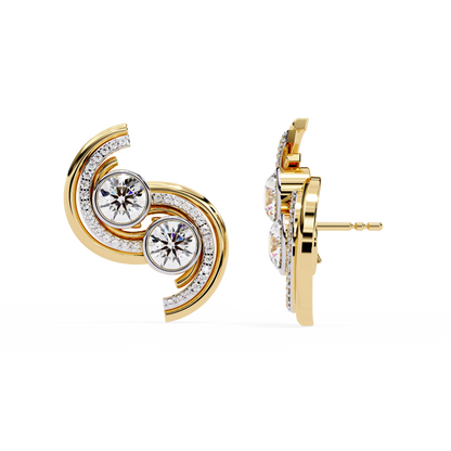 Duet Swirl Double Bezel Lab Grown Diamond Studs