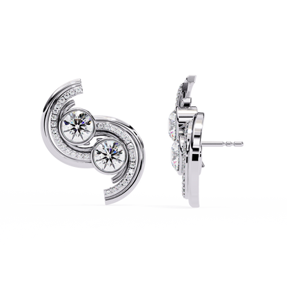 Duet Swirl Double Bezel Lab Grown Diamond Studs