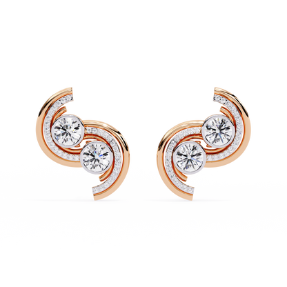 Duet Swirl Double Bezel Lab Grown Diamond Studs