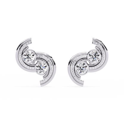 Duet Swirl Double Bezel Lab Grown Diamond Studs
