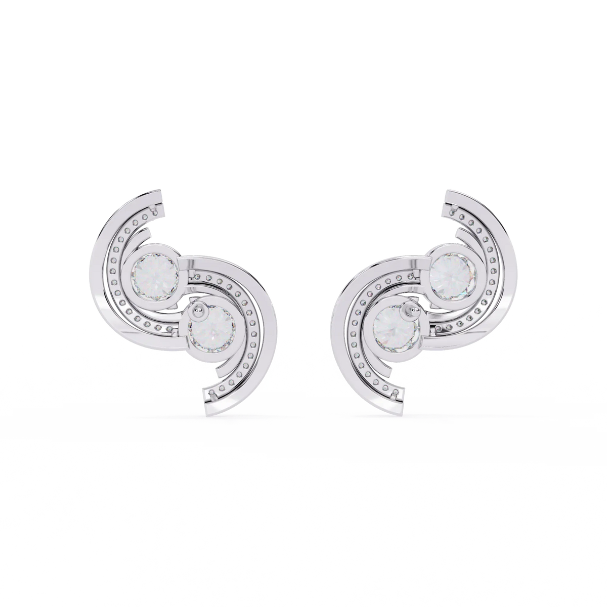 Duet Swirl Double Bezel Lab Grown Diamond Studs - Ophiratbf