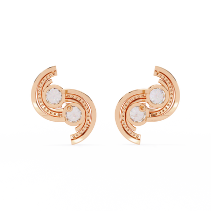 Duet Swirl Double Bezel Lab Grown Diamond Studs