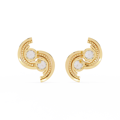 Duet Swirl Double Bezel Lab Grown Diamond Studs