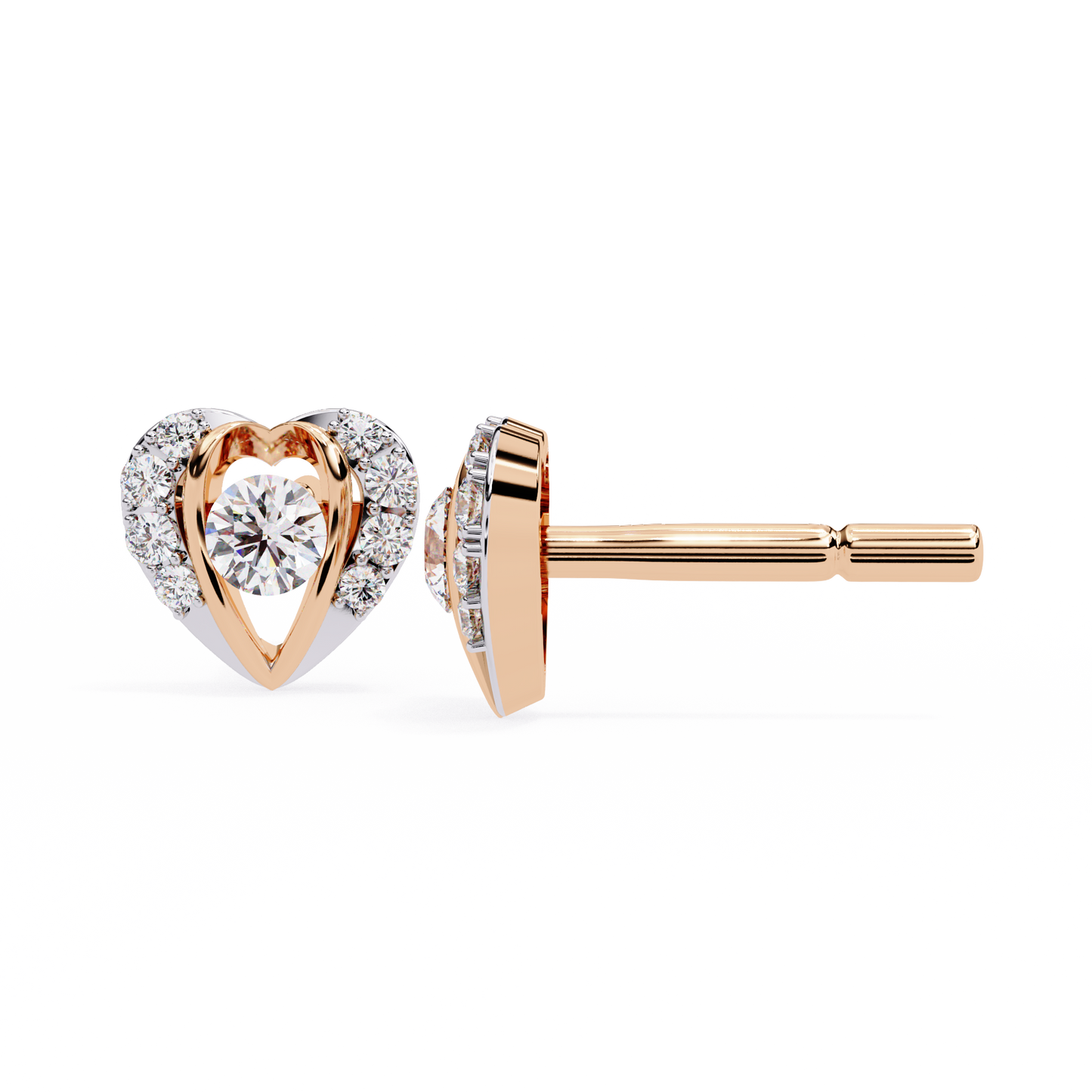 radiant heart halo lab grown diamond studs
