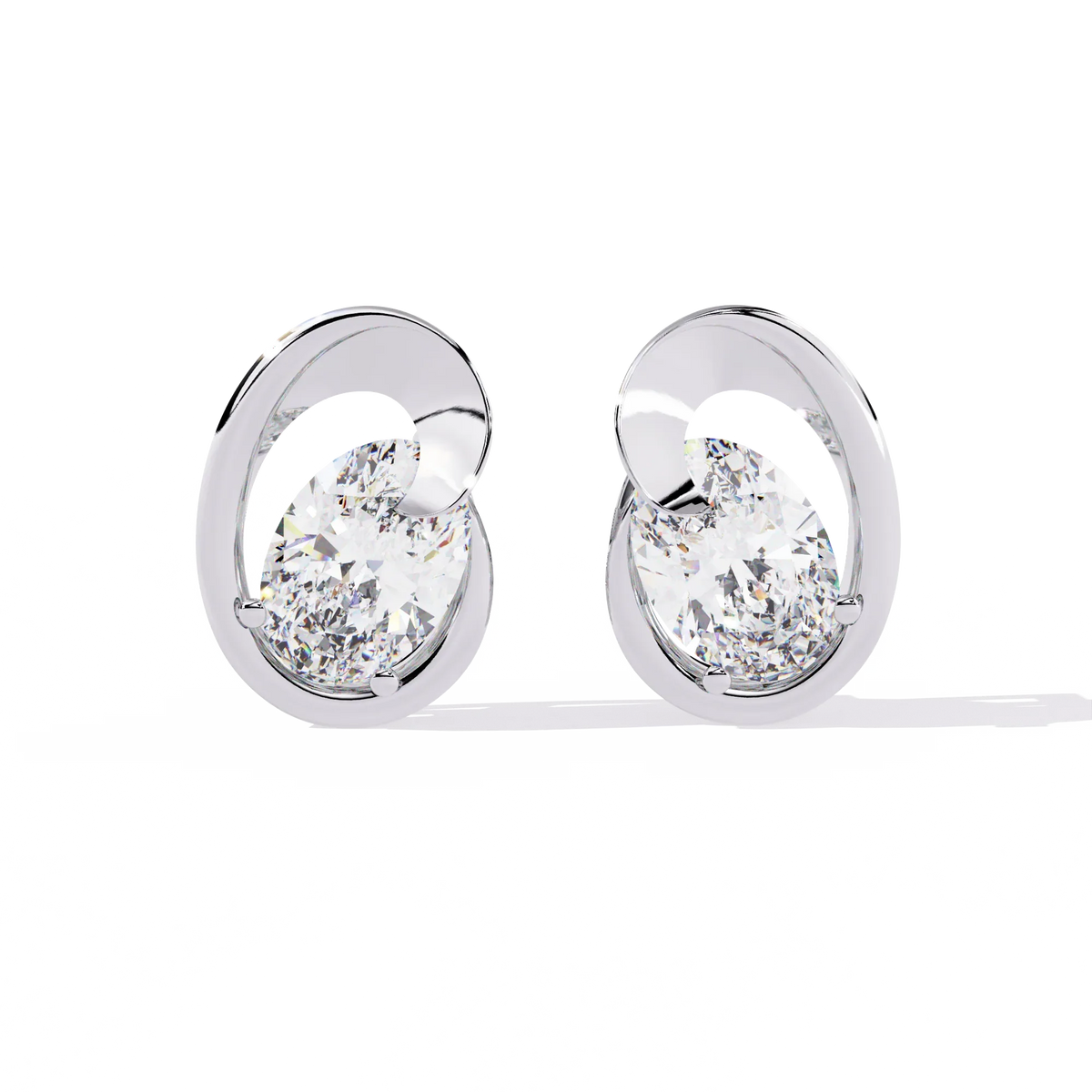 Aura Swirl Pear Solitaire Lab Grown Diamond Studs - Ophiratbf