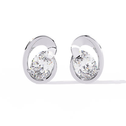 Aura Swirl Pear Solitaire Lab Grown Diamond Studs