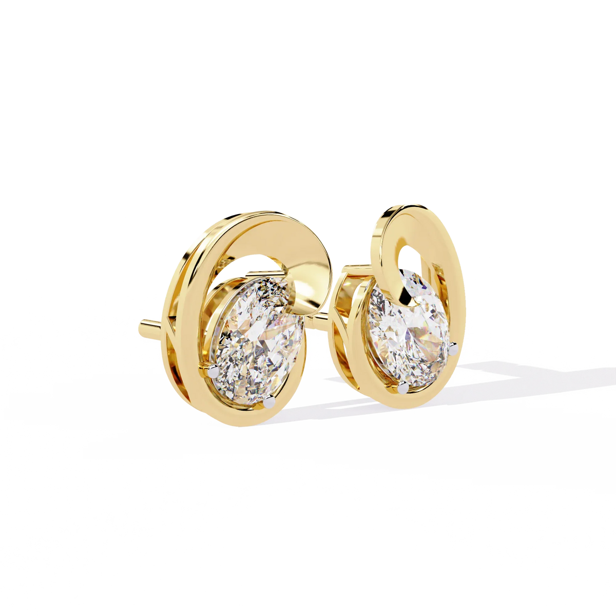 Aura Swirl Pear Solitaire Lab Grown Diamond Studs - Ophiratbf